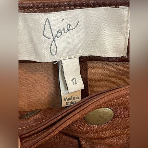 Joie Women’s Darnella real Leather brown Pants size 12 - Picture 4 of 8